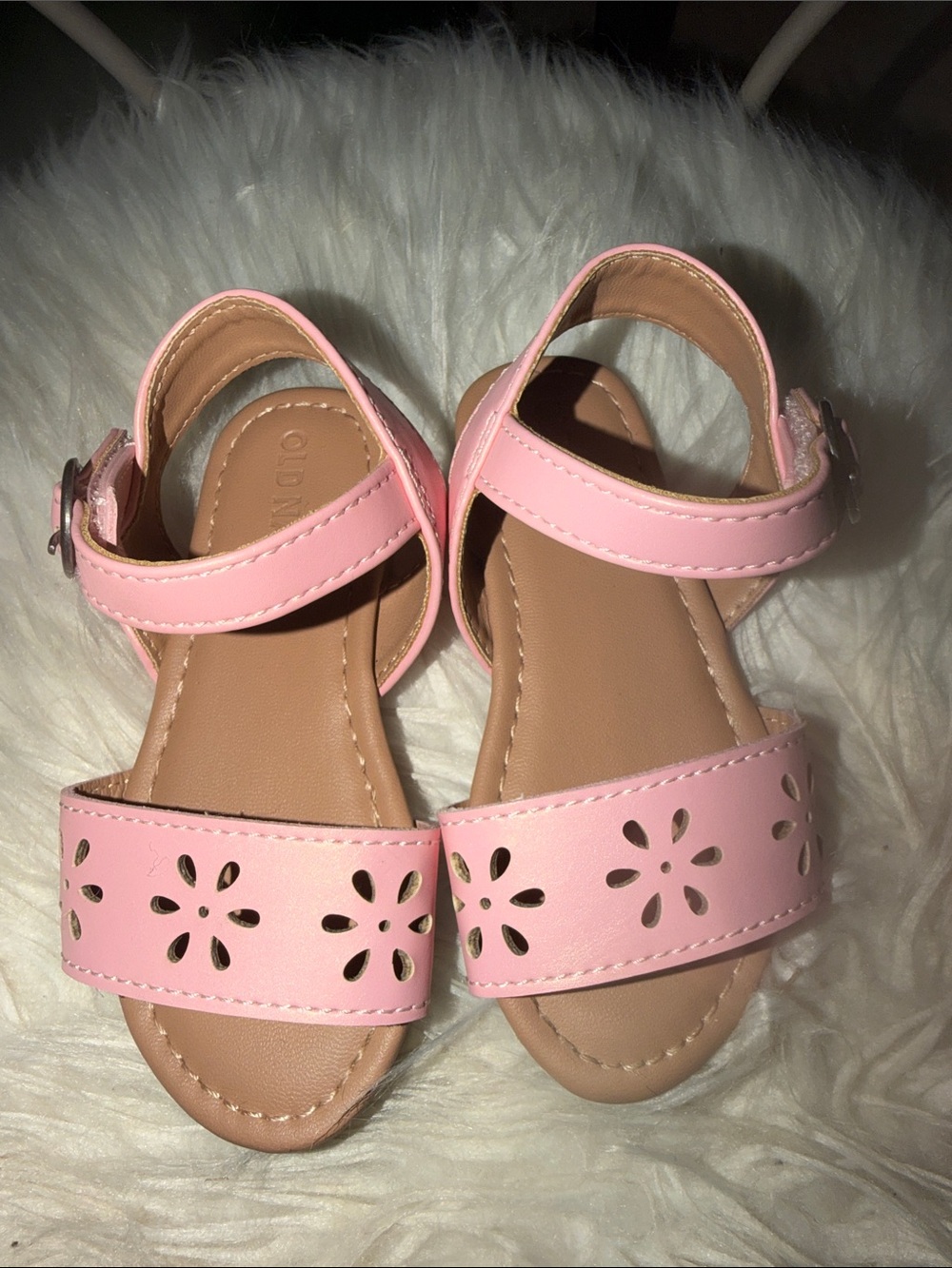 Old Navy Pink Floral Cutout Kids Sandals with Ankle Strap